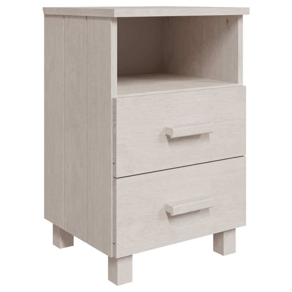 Table de chevet HAMAR Blanc 40x35x62 cm Bois de pin massif