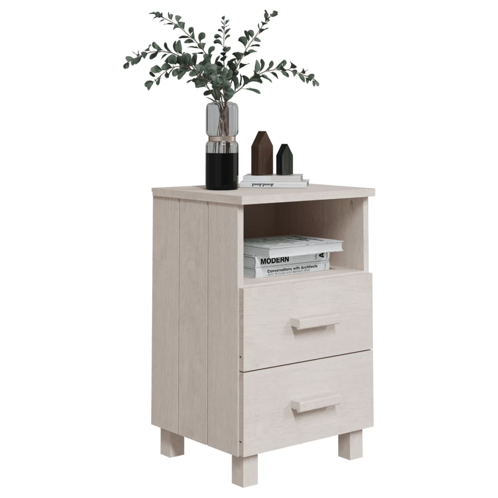Table de chevet HAMAR Blanc 40x35x62 cm Bois de pin massif