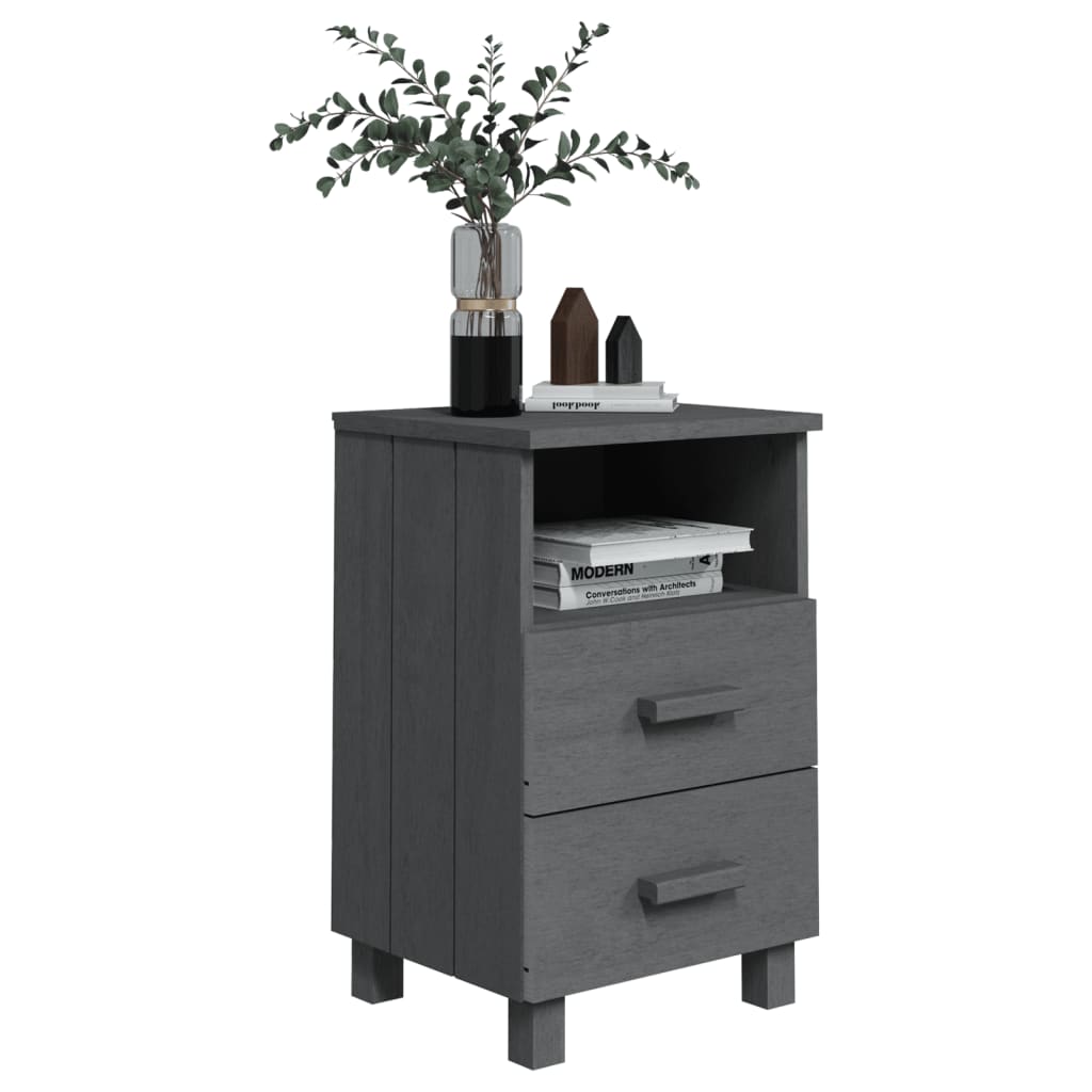Table de chevet HAMAR Gris foncé 40x35x62 cm Bois de pin massif - XIOS