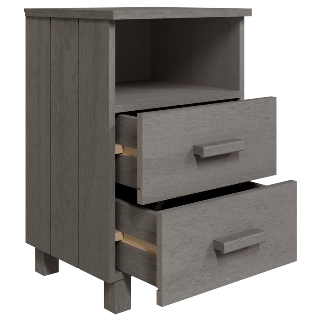 Tables de chevet HAMAR 2 pcs Gris clair 40x35x62 cm Bois massif - XIOS