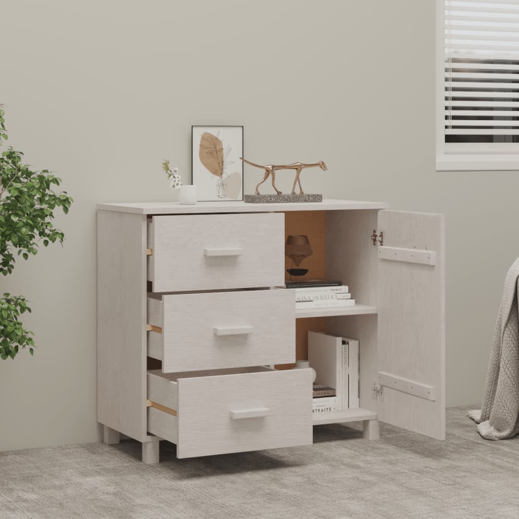 Buffet HAMAR Blanc 90x40x80 cm Bois massif de pin - XIOS