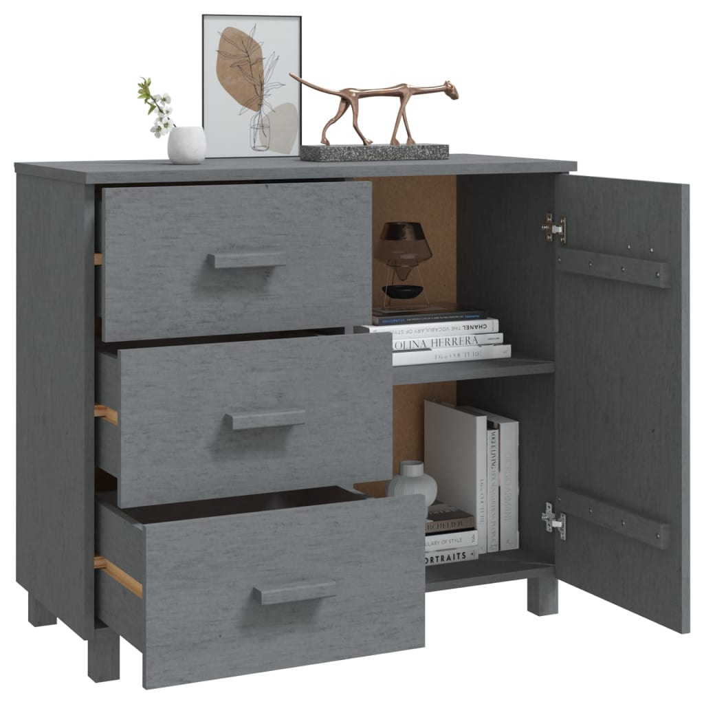 Buffet HAMAR Gris foncé 90x40x80 cm Bois massif de pin - XIOS