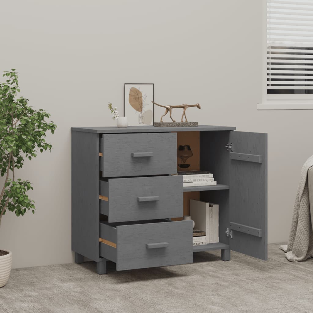 Buffet HAMAR Gris foncé 90x40x80 cm Bois massif de pin - XIOS