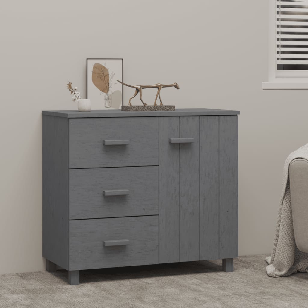 Buffet HAMAR Gris foncé 90x40x80 cm Bois massif de pin - XIOS