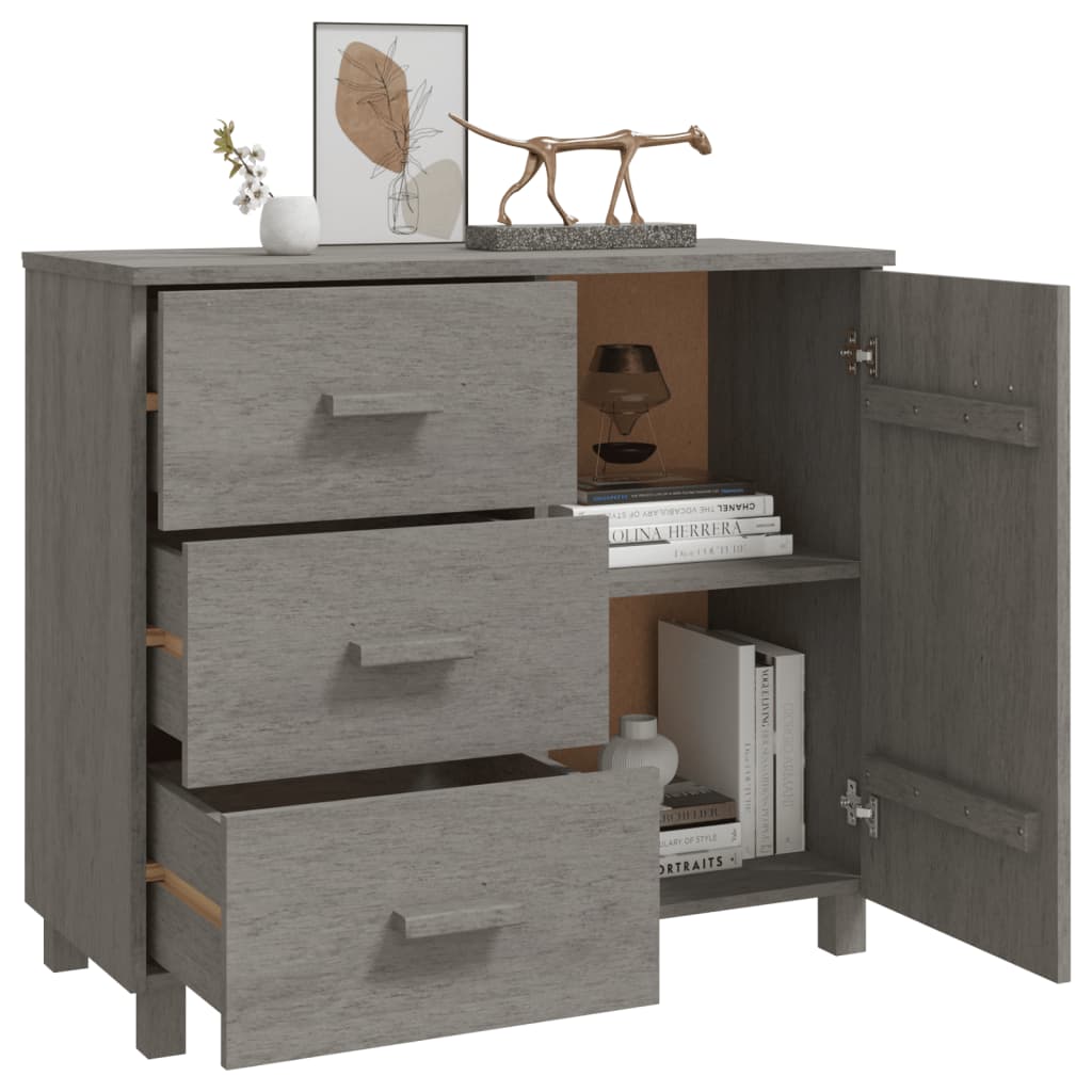 Buffet HAMAR Gris clair 90x40x80 cm Bois massif de pin - XIOS