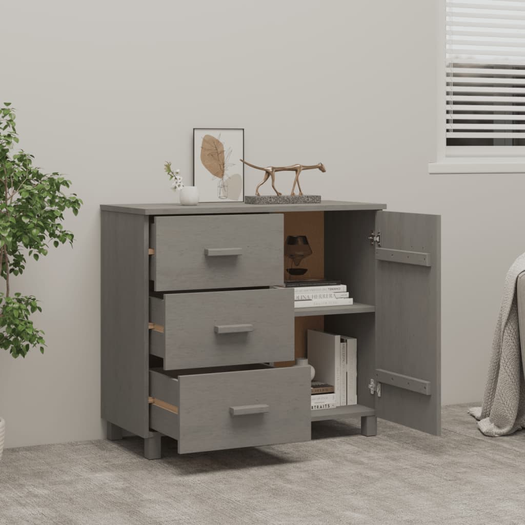 Buffet HAMAR Gris clair 90x40x80 cm Bois massif de pin - XIOS