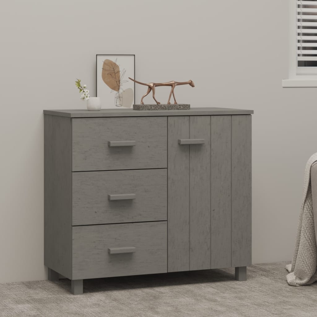 Buffet HAMAR Gris clair 90x40x80 cm Bois massif de pin - XIOS