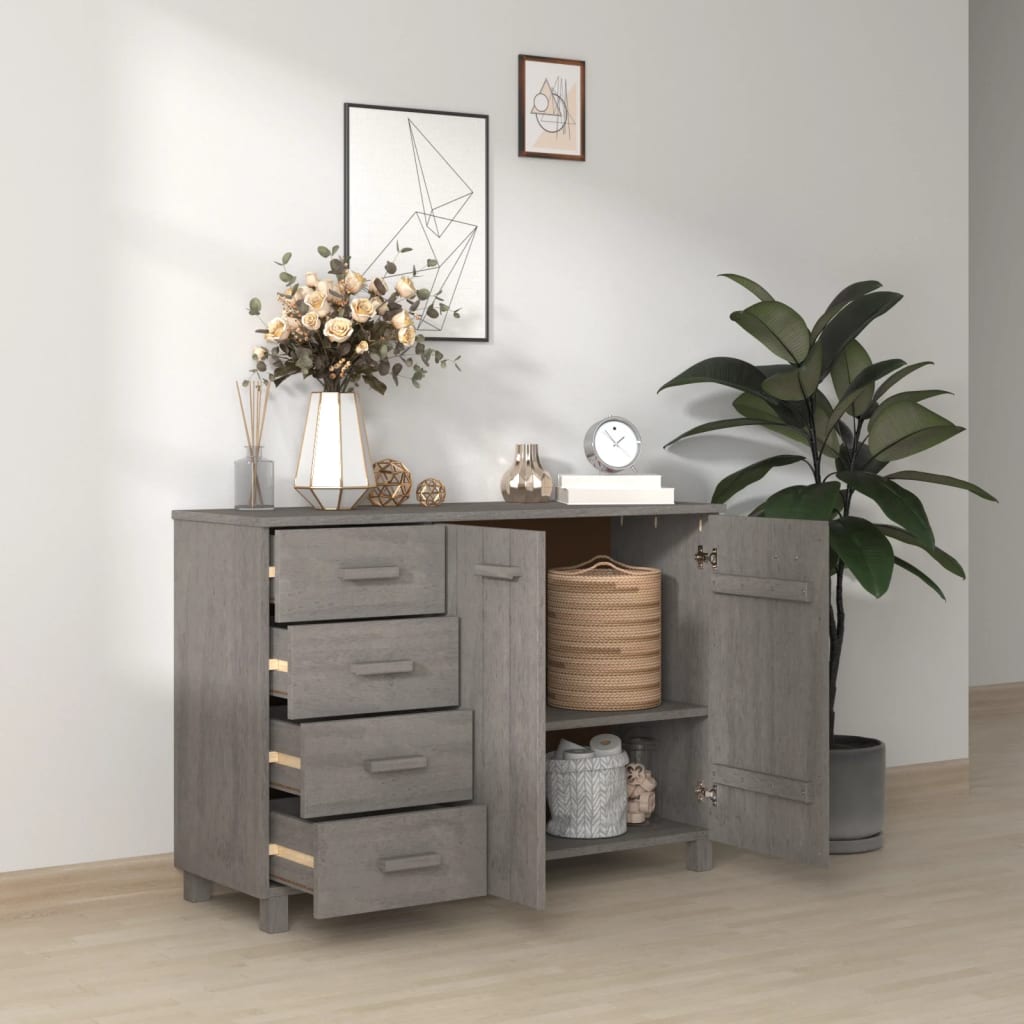 Buffet HAMAR Gris clair 113x40x80 cm Bois massif de pin - XIOS