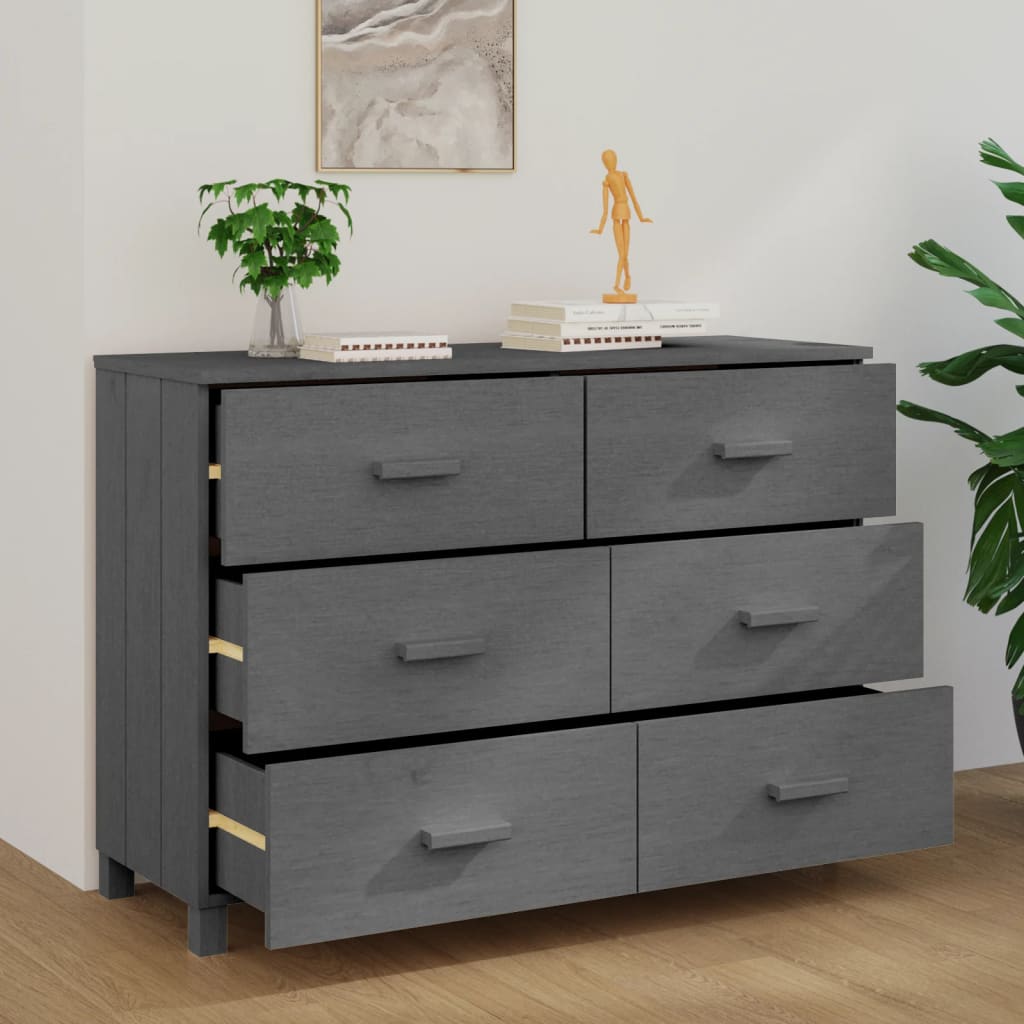 Buffet HAMAR Gris foncé 113x40x80 cm Bois massif de pin - XIOS