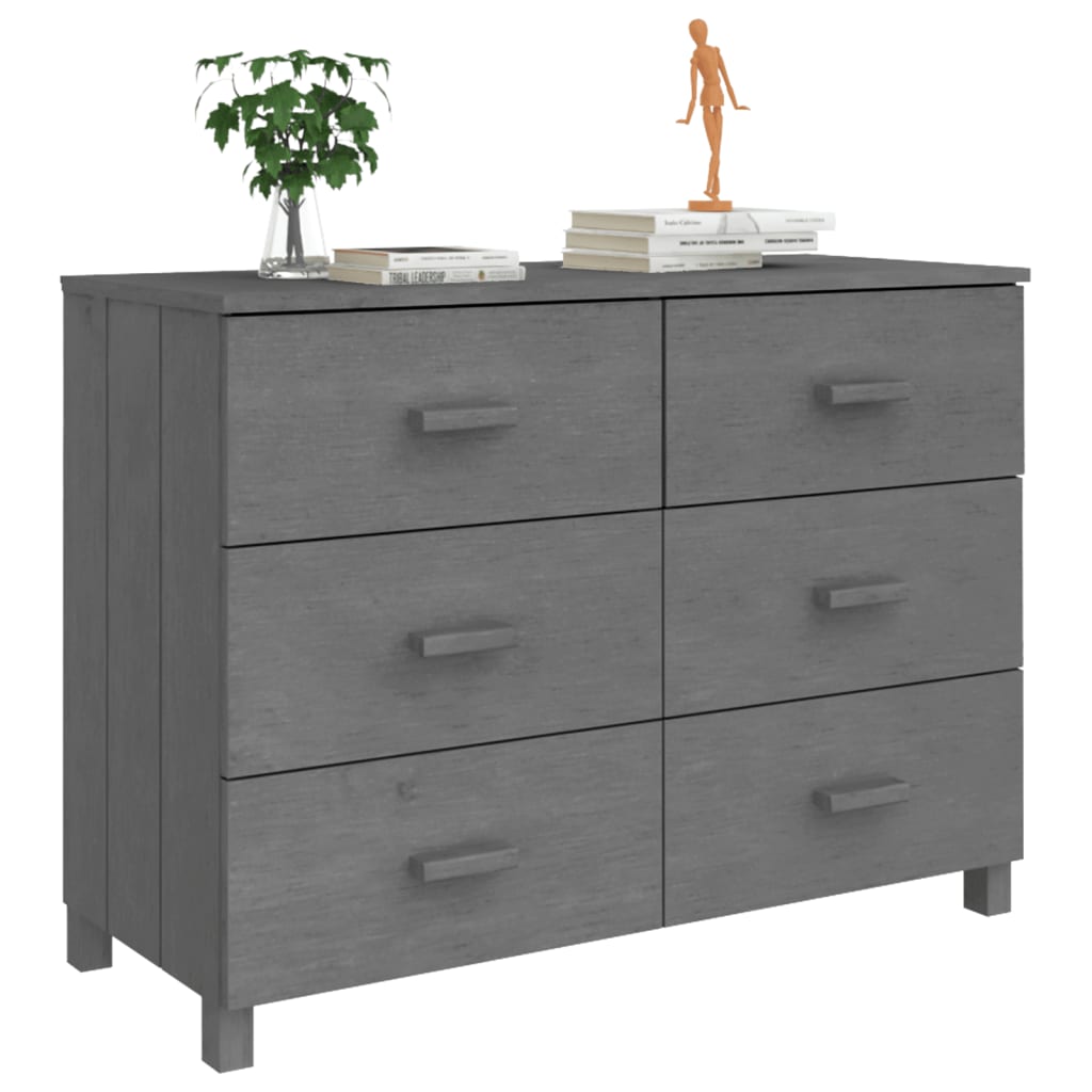Buffet HAMAR Gris foncé 113x40x80 cm Bois massif de pin - XIOS