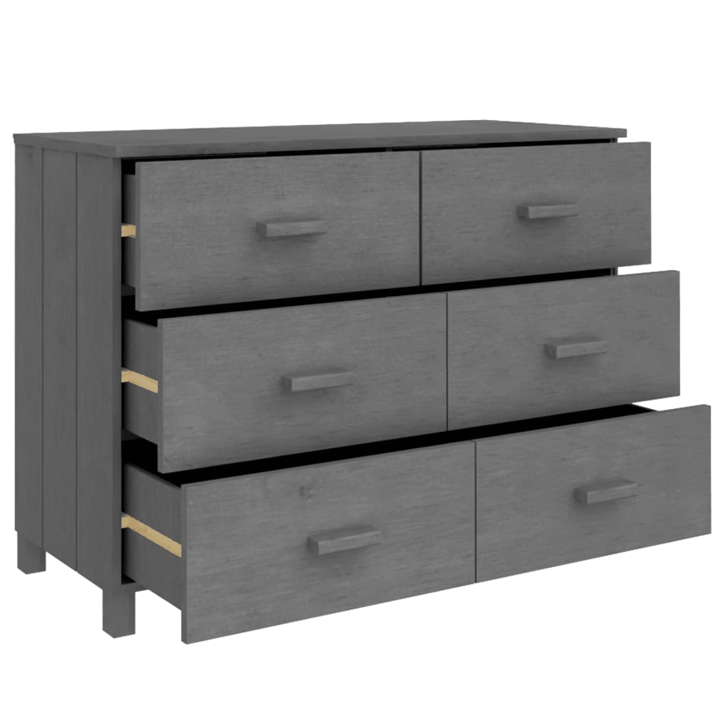 Buffet HAMAR Gris foncé 113x40x80 cm Bois massif de pin - XIOS