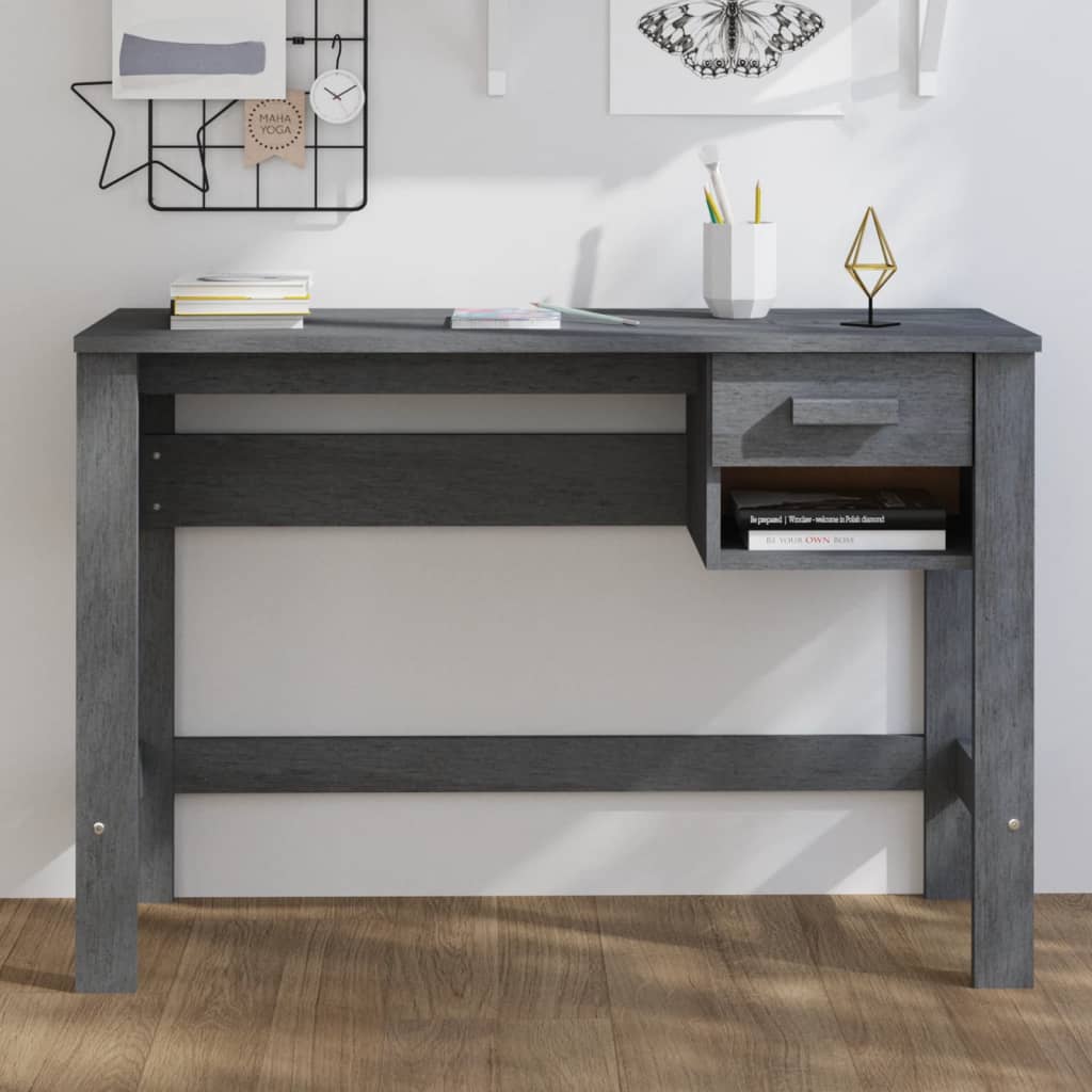 Bureau HAMAR Gris foncé 110x40x75 cm Bois massif de pin - XIOS