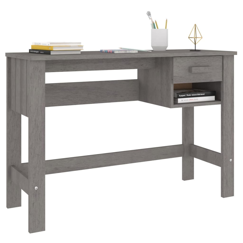Bureau HAMAR Gris clair 110x40x75 cm Bois massif de pin - XIOS