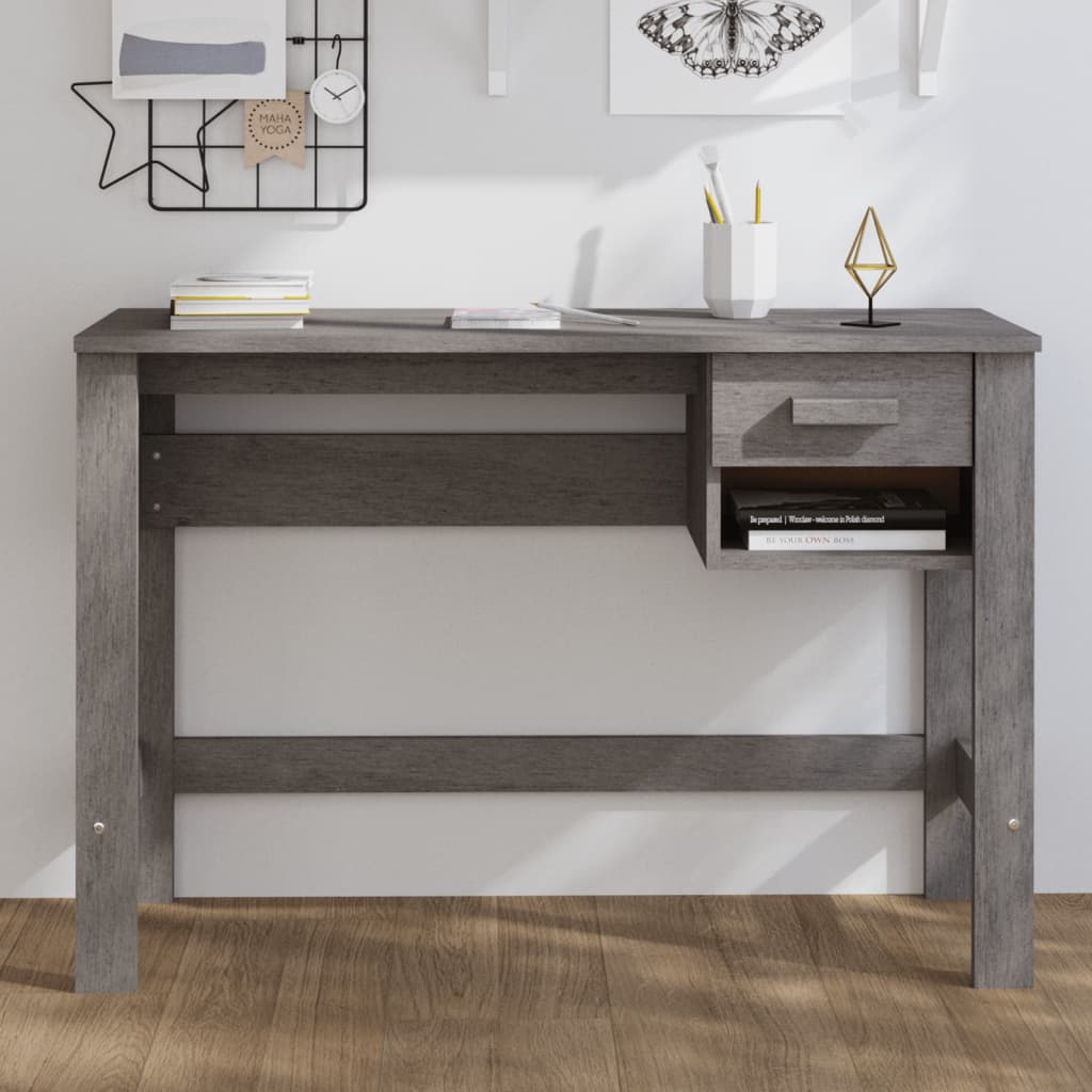 Bureau HAMAR Gris clair 110x40x75 cm Bois massif de pin - XIOS