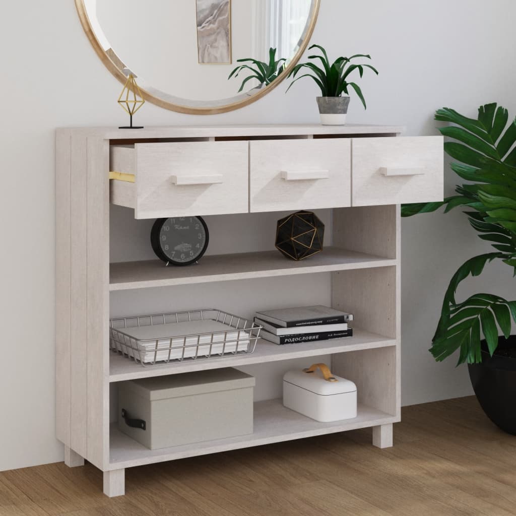 Table console HAMAR Blanc 90x35x90 cm Bois massif de pin - XIOS