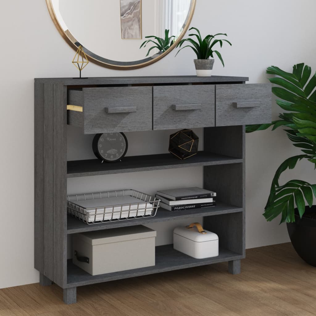Table console HAMAR Gris foncé 90x35x90 cm Bois massif de pin - XIOS