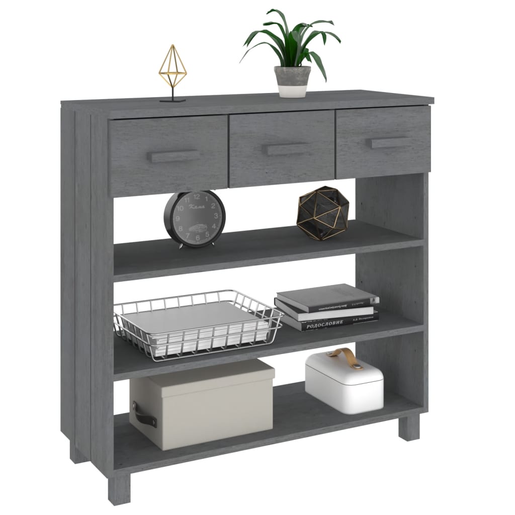 Table console HAMAR Gris foncé 90x35x90 cm Bois massif de pin - XIOS
