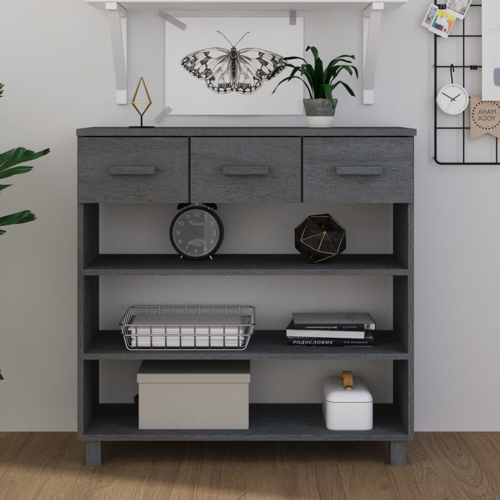 Table console HAMAR Gris foncé 90x35x90 cm Bois massif de pin - XIOS