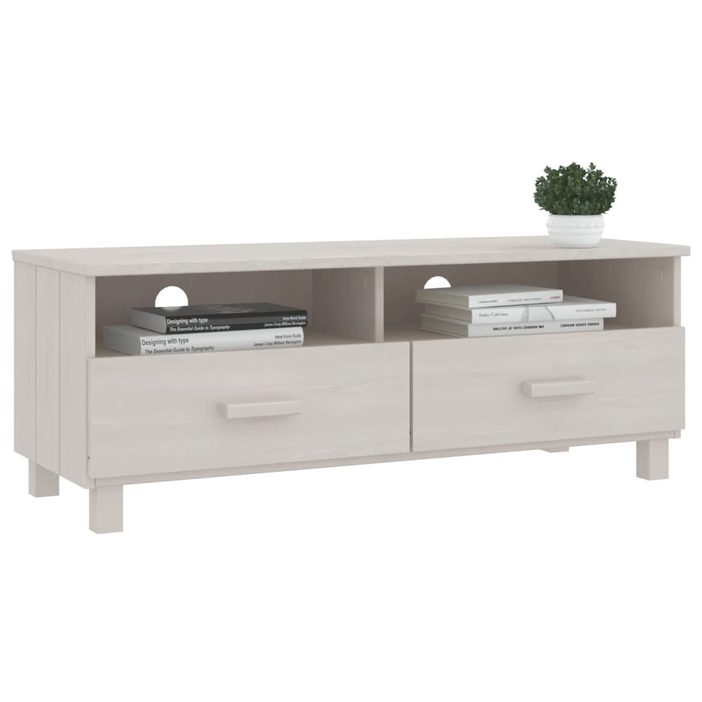 Meuble TV HAMAR Blanc 106x40x40 cm Bois massif de pin - XIOS