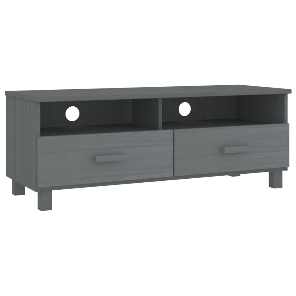 Meuble TV HAMAR Gris foncé 106x40x40 cm Bois massif de pin - XIOS