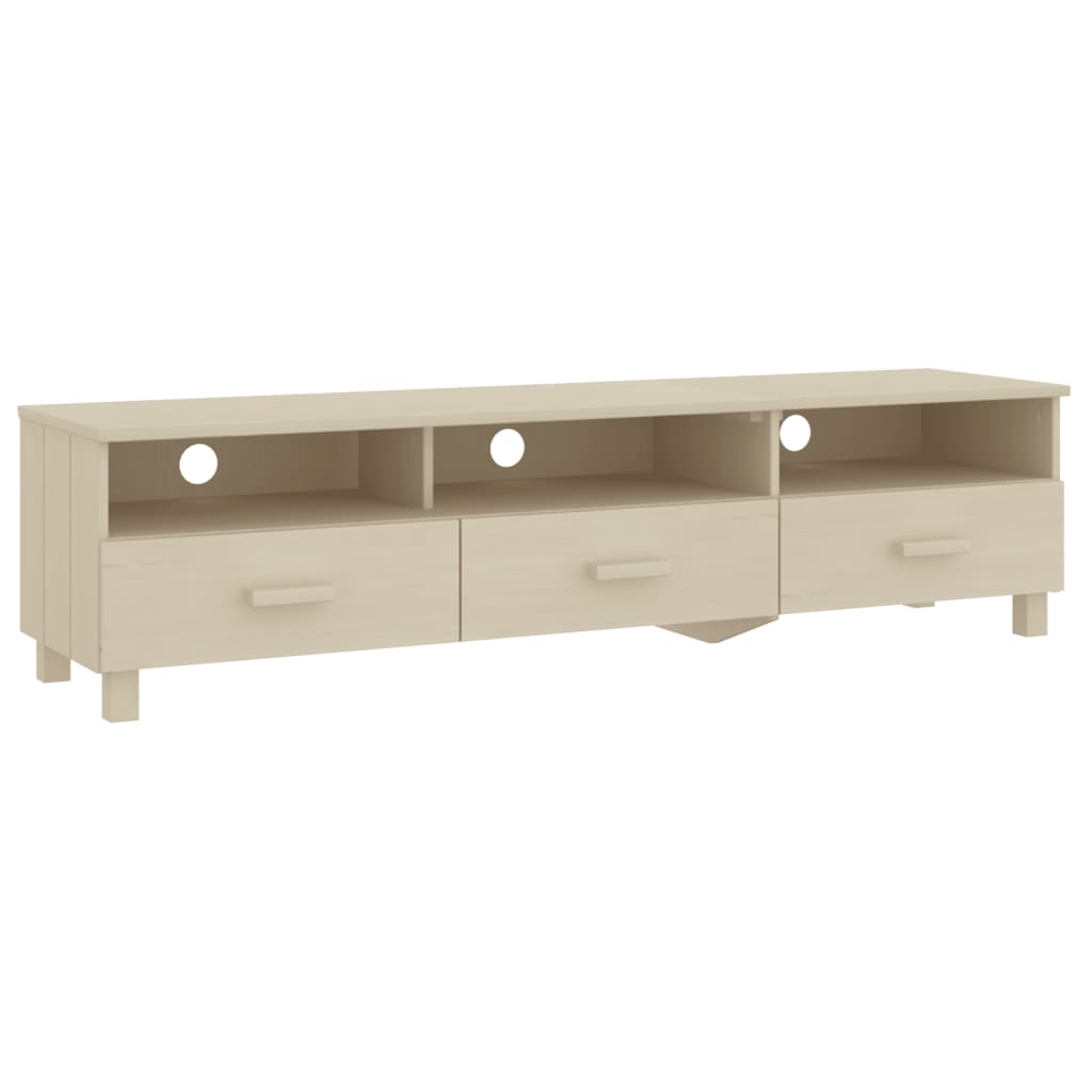 Meuble TV HAMAR Marron miel 158x40x40 cm Bois massif de pin - XIOS