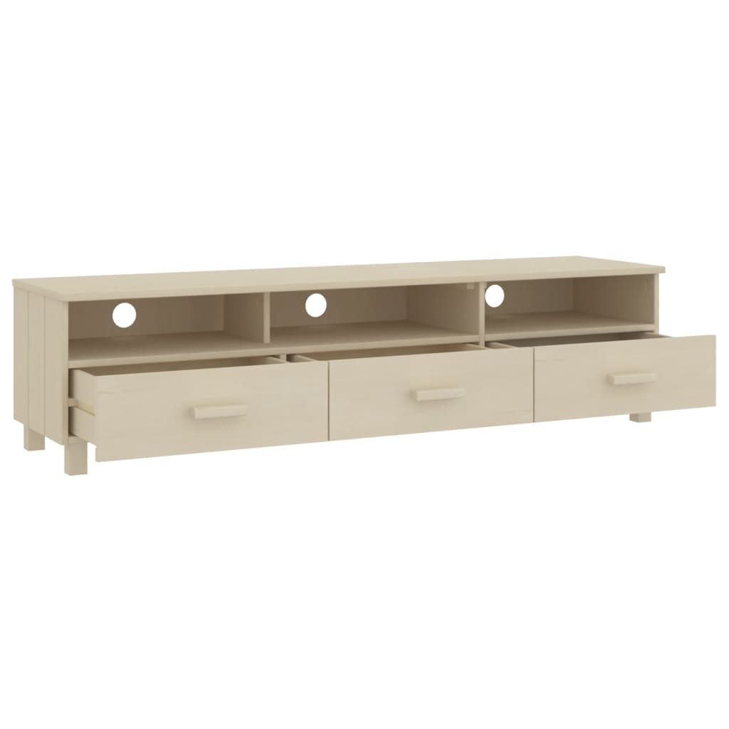 Meuble TV HAMAR Marron miel 158x40x40 cm Bois massif de pin - XIOS