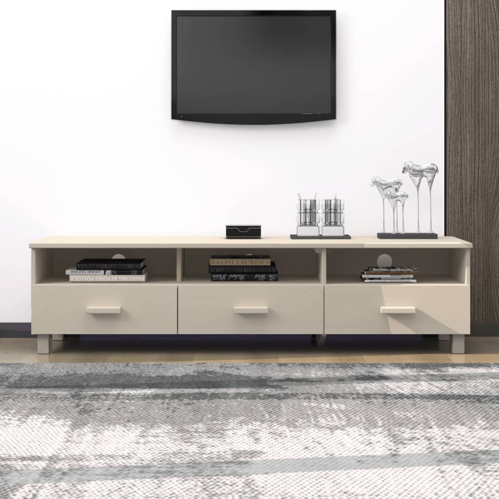 Meuble TV HAMAR Marron miel 158x40x40 cm Bois massif de pin - XIOS