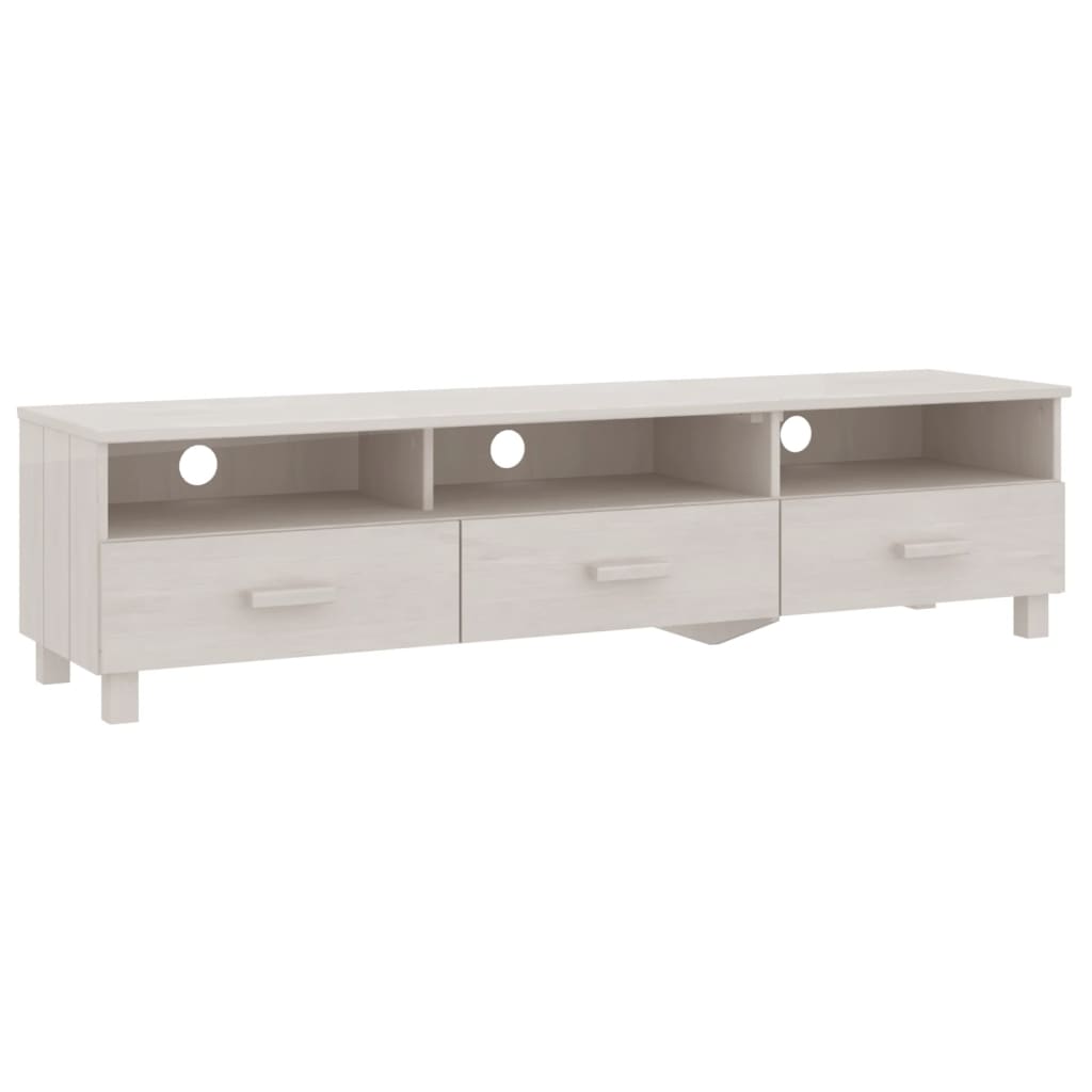 Meuble TV HAMAR Blanc 158x40x40 cm Bois massif de pin - XIOS