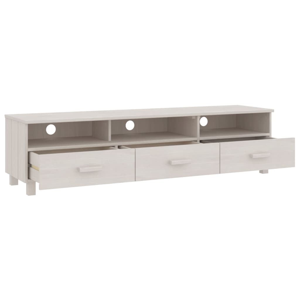 Meuble TV HAMAR Blanc 158x40x40 cm Bois massif de pin - XIOS