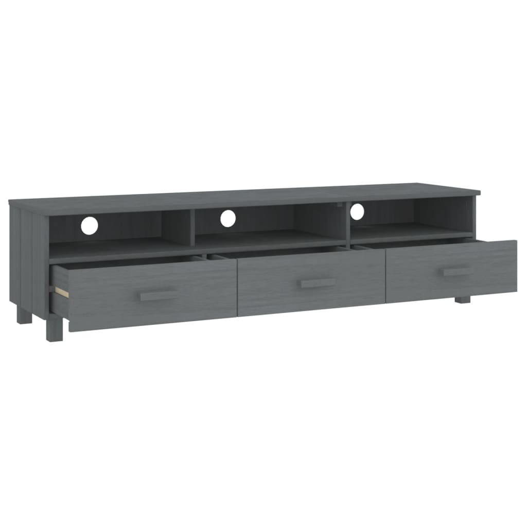 Meuble TV HAMAR Gris foncé 158x40x40 cm Bois massif de pin - XIOS
