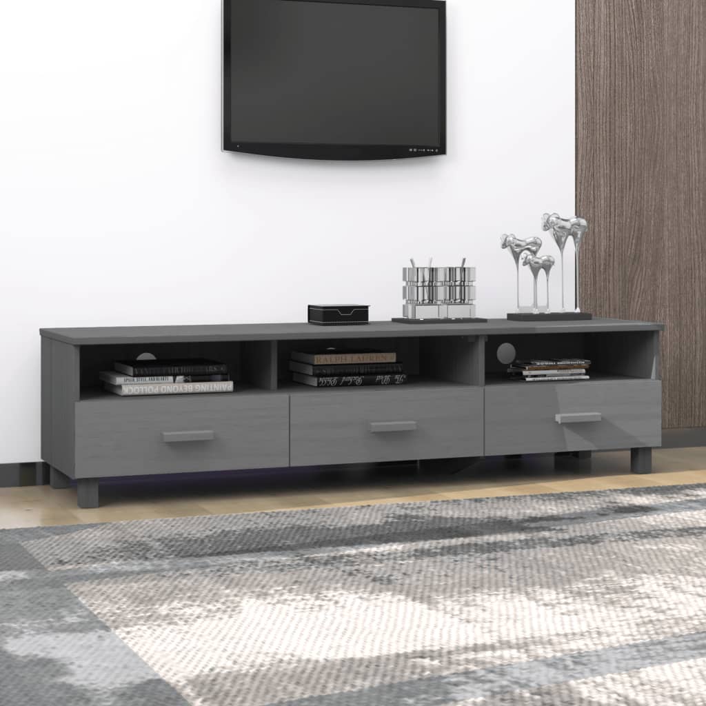 Meuble TV HAMAR Gris foncé 158x40x40 cm Bois massif de pin - XIOS