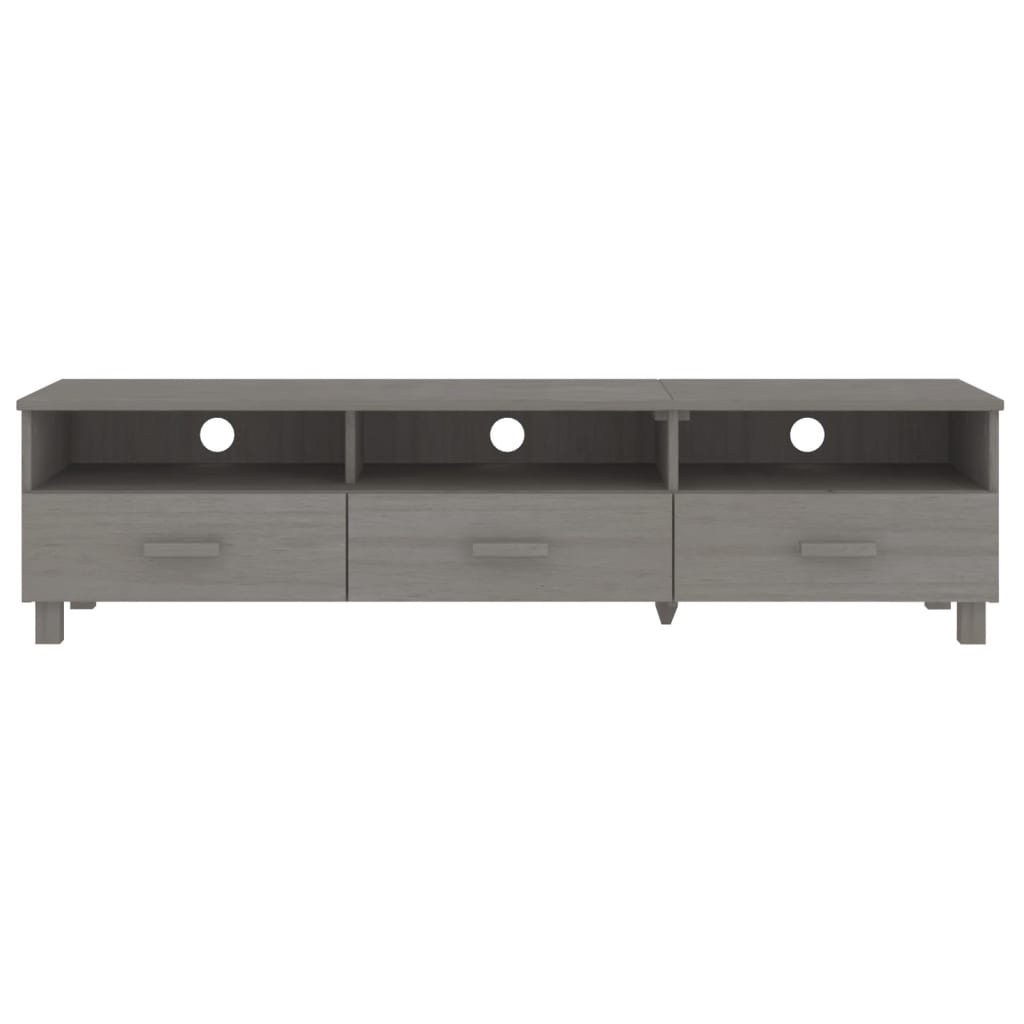 Meuble TV HAMAR Gris clair 158x40x40 cm Bois massif de pin - XIOS