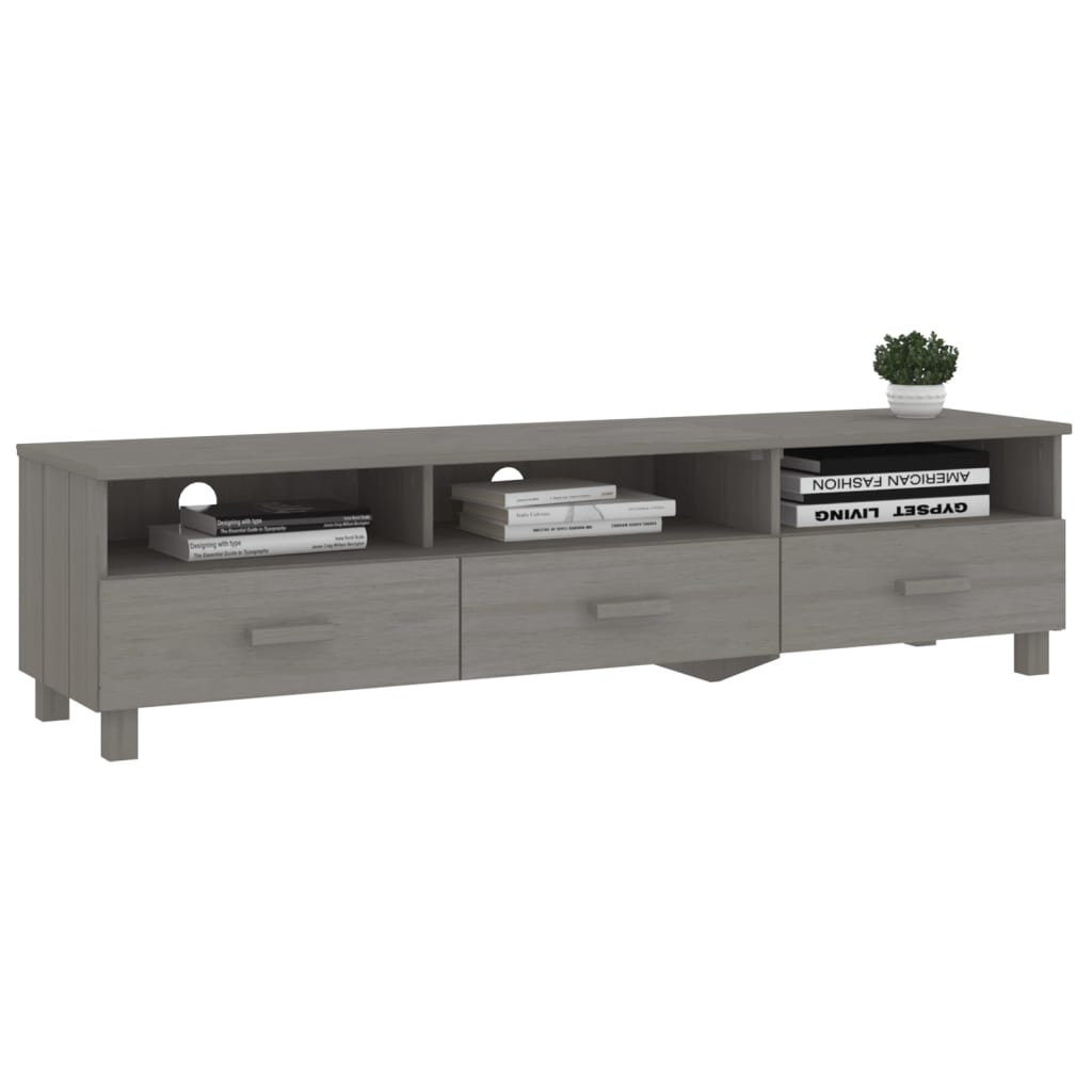 Meuble TV HAMAR Gris clair 158x40x40 cm Bois massif de pin - XIOS