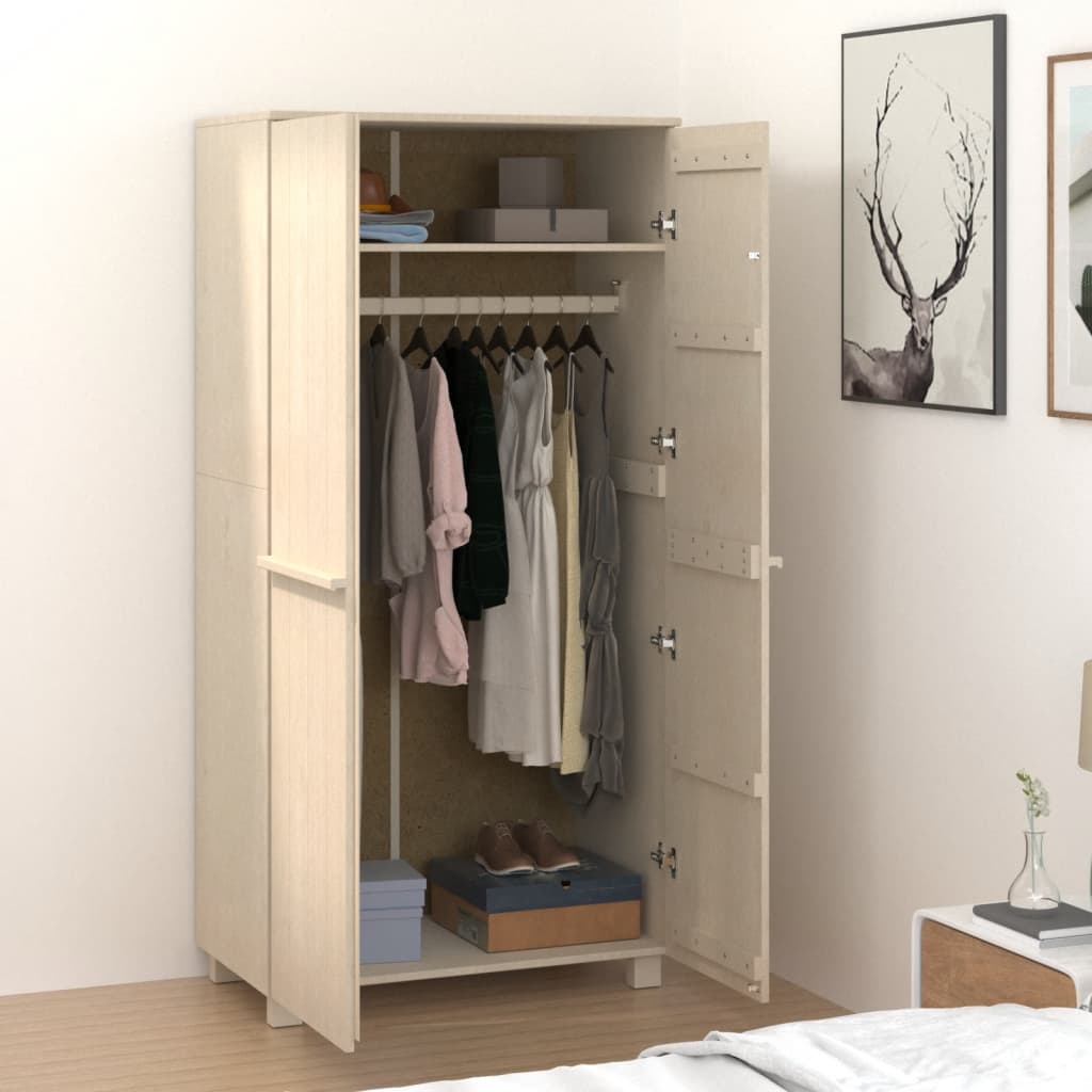 Garde-robe HAMAR Marron miel 89x50x180 cm Bois massif de pin