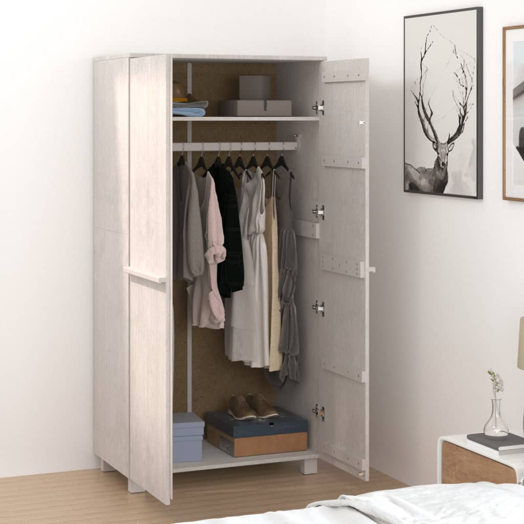 Garde-robe HAMAR Blanc 89x50x180 cm Bois massif de pin Armoires vidaXL
