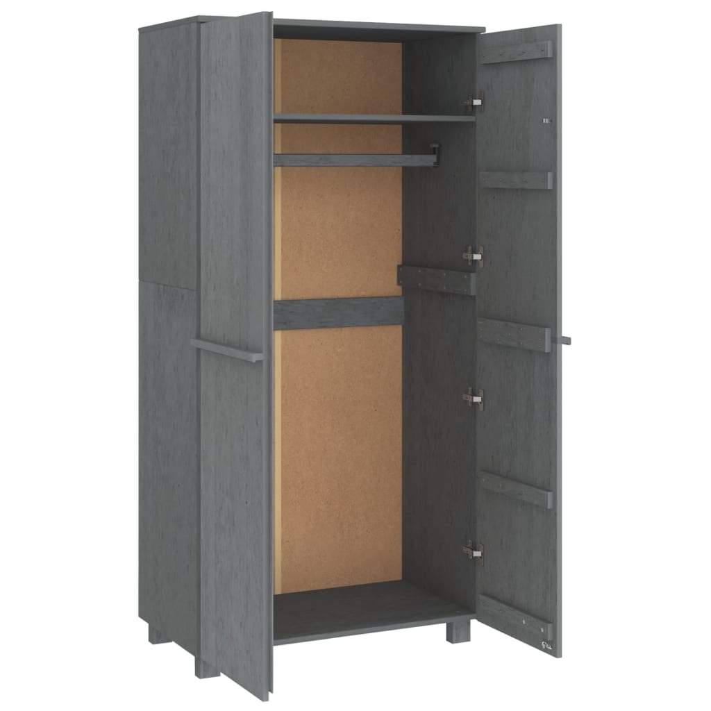 Garde-robe HAMAR Gris foncé 89x50x180 cm Bois massif de pin Armoires vidaXL