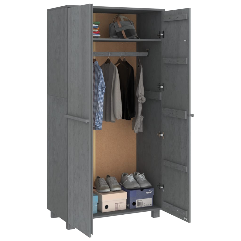 Garde-robe HAMAR Gris foncé 89x50x180 cm Bois massif de pin Armoires vidaXL