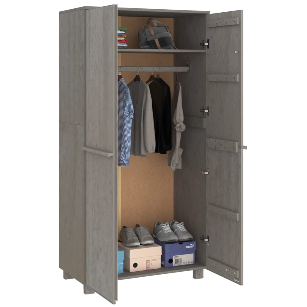 Garde-robe HAMAR Gris clair 89x50x180 cm Bois massif de pin - XIOS