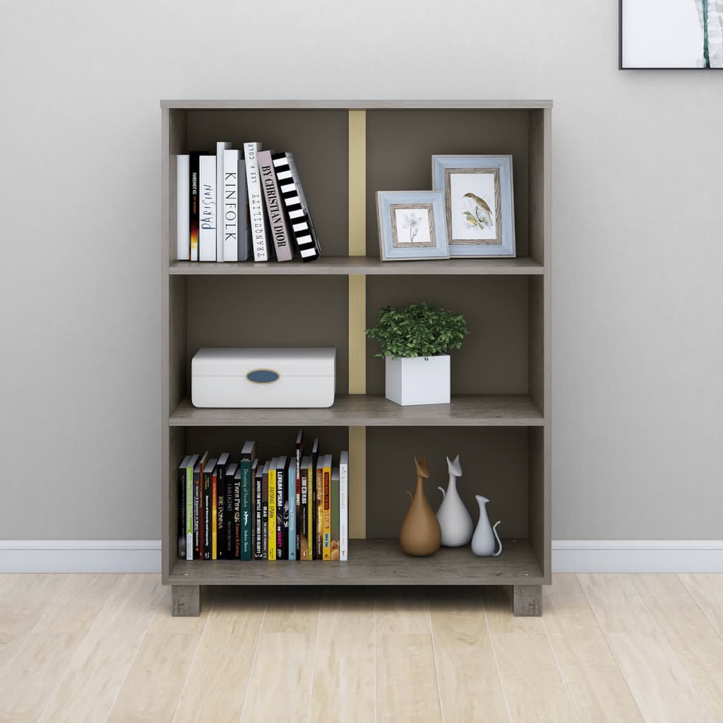 Bibliothèque HAMAR Gris clair 85x35x112 cm Bois de pin massif - XIOS