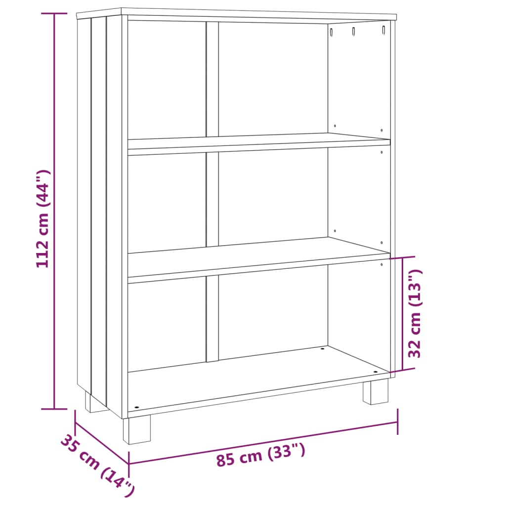 Bibliothèque HAMAR Gris clair 85x35x112 cm Bois de pin massif - XIOS