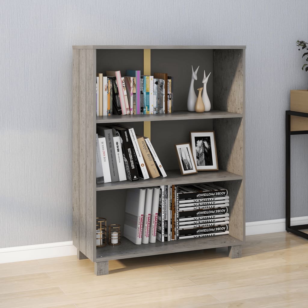 Bibliothèque HAMAR Gris clair 85x35x112 cm Bois de pin massif - XIOS