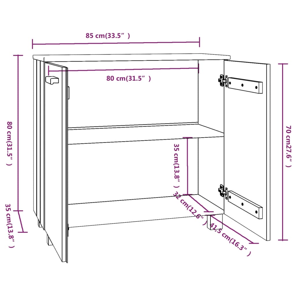 Buffet HAMAR Marron miel 85x35x80 cm Bois massif de pin - XIOS