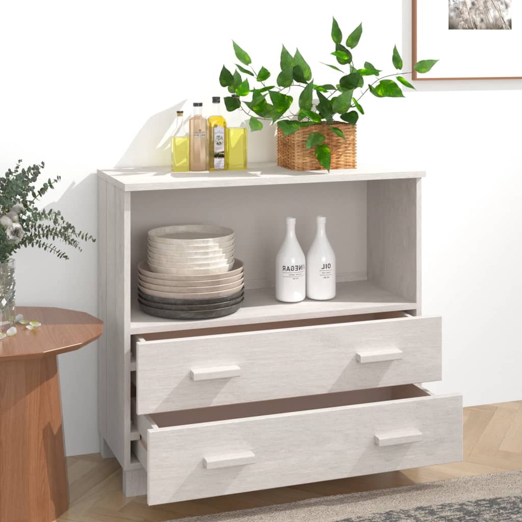 Buffet HAMAR Blanc 85x35x80 cm Bois massif de pin - XIOS