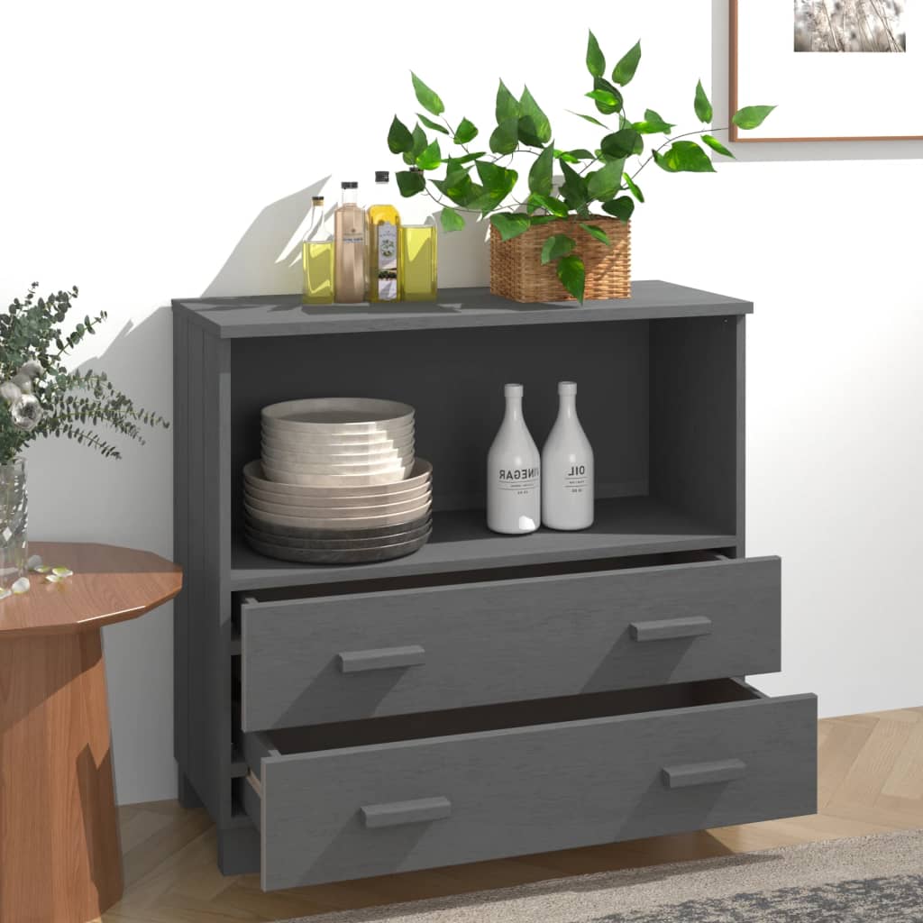 Buffet HAMAR Gris foncé 85x35x80 cm Bois massif de pin - XIOS