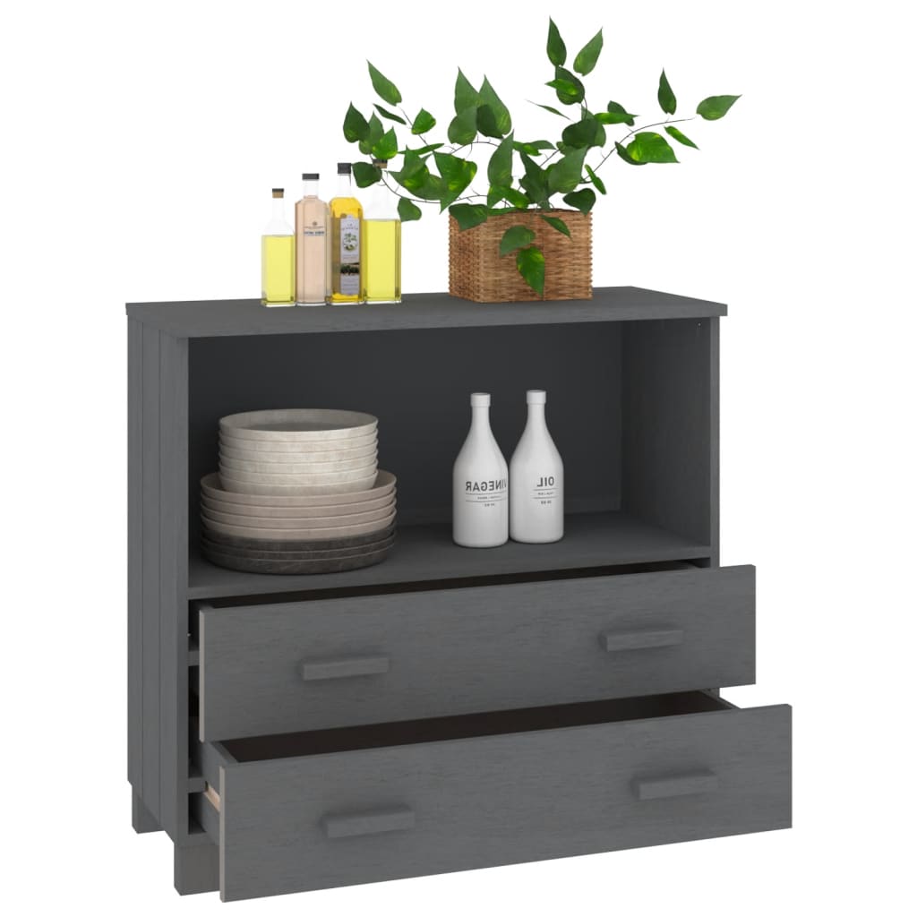 Buffet HAMAR Gris foncé 85x35x80 cm Bois massif de pin - XIOS
