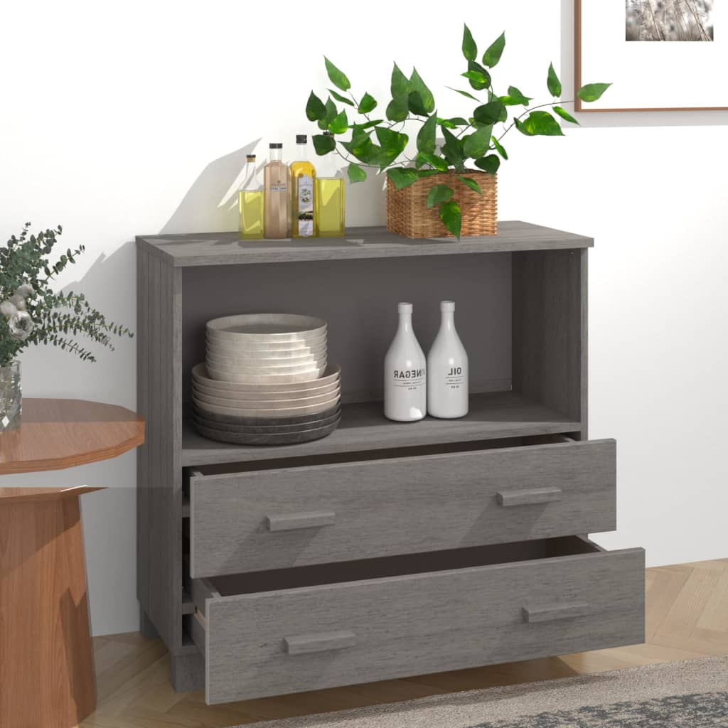 Buffet HAMAR Gris clair 85x35x80 cm Bois massif de pin - XIOS
