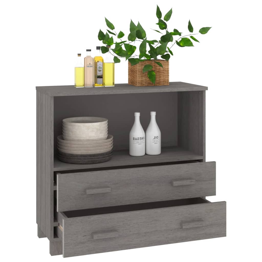Buffet HAMAR Gris clair 85x35x80 cm Bois massif de pin - XIOS