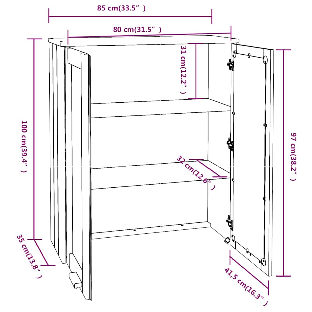 Dessus de buffet HAMAR Gris clair 85x35x100 cm Bois de pin - XIOS