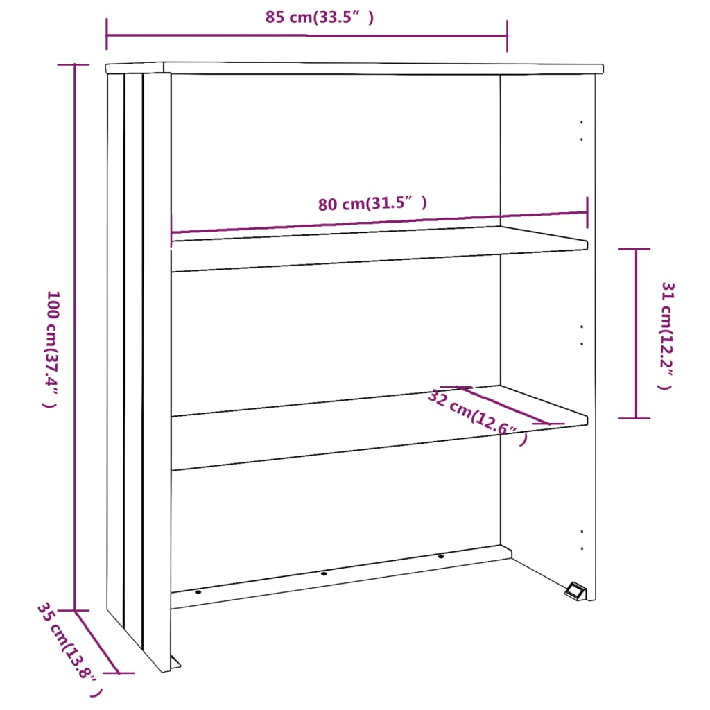 Dessus de buffet HAMAR Gris clair 85x35x100 cm Bois de pin - XIOS
