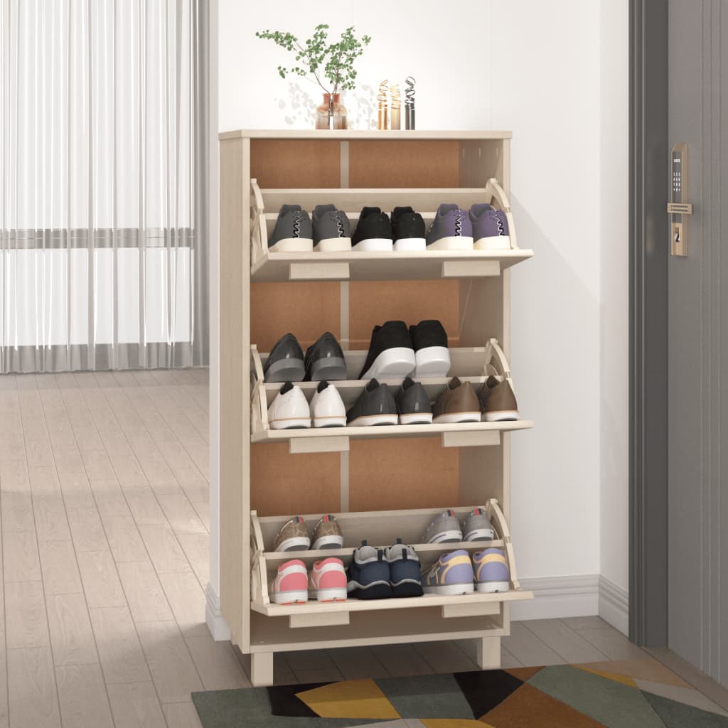 Armoire à chaussures HAMAR Marron miel 59,5x35x117cm Pin massif - XIOS
